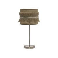 fabrilamp sobremesa pequena modelo kala cuero con pantalla de flecos