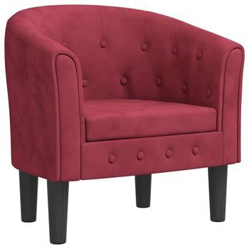 Sillón De Terciopelo Rojo Tinto Cfw504464