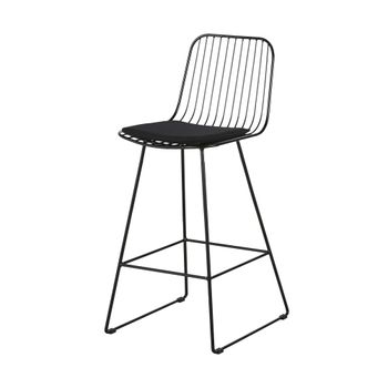 Taburete alto de acero negro con cojín de 65 cm