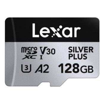 MicroSDXC Lexar Professional SILVER PLUS 128GB UHS-I 205 MB/s V30 A2 Negro Plata