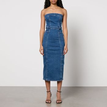 Good American Stretch-Denim Midi Dress - XL