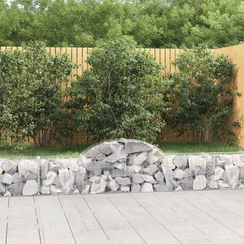 Cestas De Gaviones 4 Piezas | Gavión Para Piedras | Gavión Decorativo Forma De Arco Hierro 200x30x40/60 Cm Cfw763670