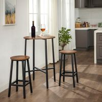 2 taburetes de bar con reposapies de color marron rustico y negro