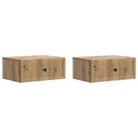 armario de noche 2 uds roble artisan 49 x 345 x 20 cm vidaxl