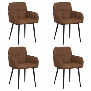 Sillas De Comedor 4 Uds. Cuero De Suede Sintético Marrón Vidaxl