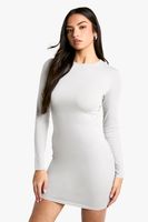 vestido mini premium super suave de manga larga ajustado gris