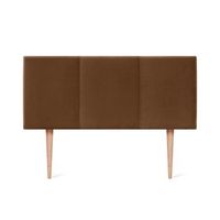 cabecero de terciopelo liso con tres paneles 95x105cm con patas camas 90 - marron