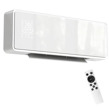 HOMCOM Calefactor Eléctrico Bajo Consumo de Pared 2000W con 3 Modos Pantalla LED Termostato Temporizador y Panel de Vidrio   Aosom España