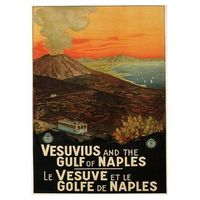 legendarte - cartel turistico vintage il vesuvio e il golfo di napoli - cuadro lienzo impresion digital cm 50x70