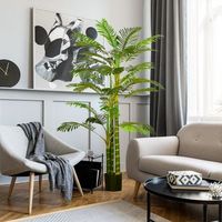planta artificial palmera areca de peva pp homcom o195x190 cm-verde
