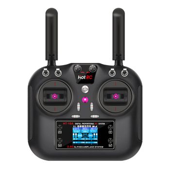 HOTRC HT-10A 2.4GHz 10CH FHSS transmisor de radio con pantalla a color de 1.7 pulgadas y receptor F-10A para modelos de