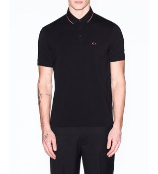 A|X Armani Exchange para hombre. XM001289AF10363MC536 Polo Entallado (S), Negro, Casual, Algodón, Manga corta