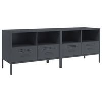 muebles para tv  mueble de salon  gabinete de tv 2 unidades acero gris antracita 68x39x505 cm