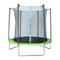 cama elastica infantil aktive con red de seguridad estructura galvanizada 244x244x239 cm azul