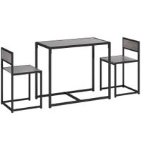 homcom conjunto de mesa alta de 3 piezas 3 piezas 2 sillas 1 mesa 90 cm x 47 cm x 76 cm gris
