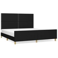 estructura de cama con cabecero de tela negro 160x200 cm