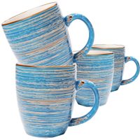 taza de gres azul - juego de 4
