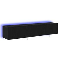 mueble de tv montado en la pared con led 2 uds  mueble de salon  gabinete de tv roble negro