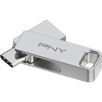 PNY DUO LINK Unidad Flash USB-A/USB-C 64GB Acero Inoxidable