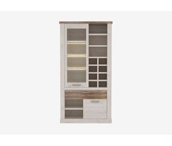 Vitrina doble 2 puertas verona blanco y madera