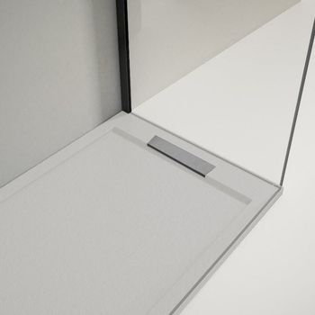 Plato De Ducha Resina Lux Gris 90x100cm Rejilla Inox