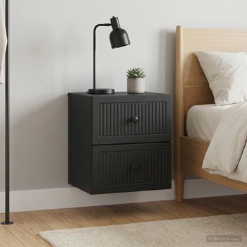 Mesita De Noche De Pared 2 Uds - Dormitorio - Madera De Ingeniería - Negro (33x34.5x40cm)