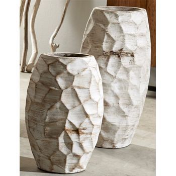 Vasija Terracota Pleny Blanco Env. 60 Cms. S/2 33x20x60 Cms