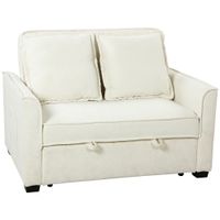 homcom sofa cama 2 plazas 3 en 1 con respaldo ajustable bolsillos laterales 2 almohadas para sala de estar blanco crema   aosom espana