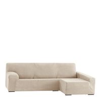 funda de sofa chaise longue elastica premium mirando de frente derecha para brazo largo muy suave beige 250 - 310 cm