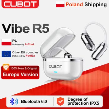[Envío desde Polonia] Auriculares Bluetooth inalámbricos Cubot Vibe R5, batería del auricular 40mAh, sonido de 12mm, Bluetooth 6.0, impermeables IPX5, auriculares abiertos, auriculares para gamers,