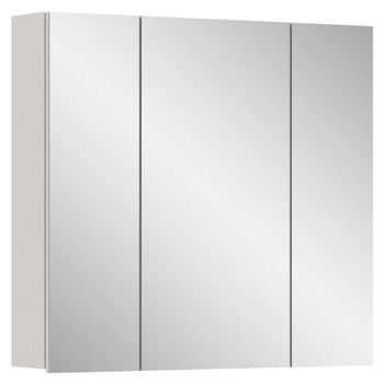 Mueble espejo baño vira 3 puertas blanco alto brillo, color blanco