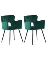 conjunto de 2 sillas de comedor  terciopelo verde esmeralda