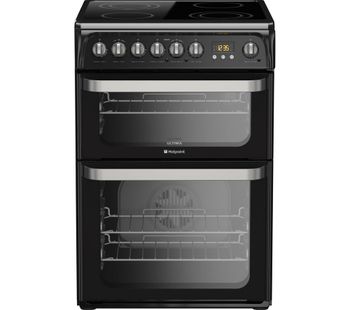 HOTPOINT HUE61K S Electric Ceramic Cooker - Black, Black
