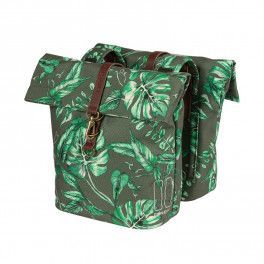 Basil Alforjas Ever-green 28-32l Con Reflectante Cierre Mosqueton Poliester Verde/hojas