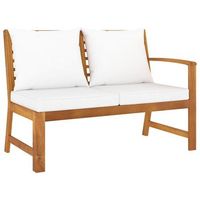 banco de jardin madera de acacia y cojines color crema 1145 cm vidaxl