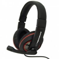 auriculares esperanza eh118 con cable alambricos binaurales para llamadas y musica negro rojo
