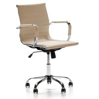 sillon de oficina reclinable taupe piel sintetica altura ajustable