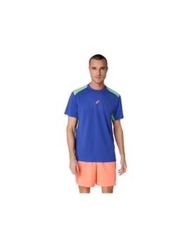 Camiseta de Pádel ASICS Padel Court Ss Top Hombre Azul Cobalto/Verde