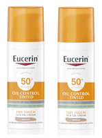 eucerin oil control dry touch gel crema facial solar spf50 tinted medium 2x50ml