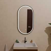 espejo de bano con luz led 50 x 90 cm negro ovalada antivaho 3 colores dimmable - lomazoo leipzig