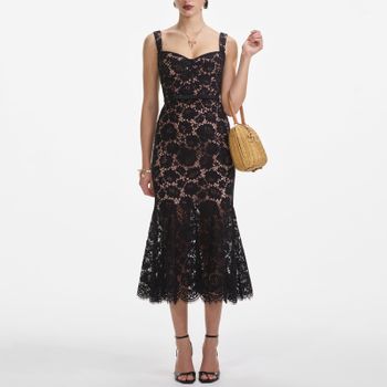 Self-Portrait Guipure Lace Midi Dress - UK 6