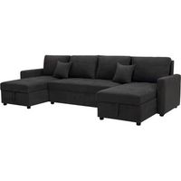 sofa convertible panoramico de 5 plazas antoine con compartimentos de almacenaje - gris oscuro