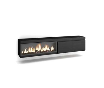 Mueble tv istán-01 suspendido con chimenea y luces led