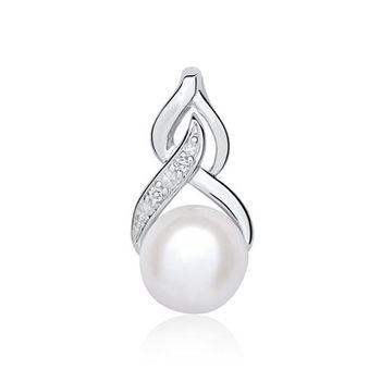 Colgante de oro blanco de 14 quilates con perla y diamantes