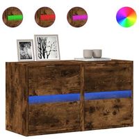 muebles tv  mueble de salon  gabinete de tv de pared luces led 2 uds roble ahumado 41x31x45 cm