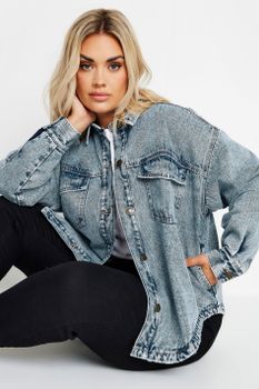 Yours Sobrecamisa Vaquera Acolchada Azul , Mujer Curvy Y Tallas Grandes, Yours