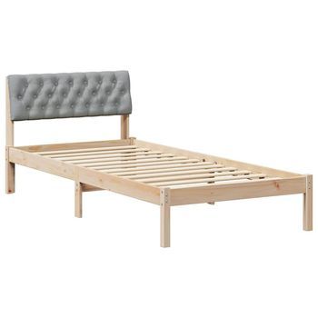 Cama Individual | Cama Para Adulto | Estructura De Cama Con Cabecera Marrón Y Gris Claro 90 X 190 Cm