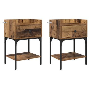 Mesita De Noche 2 Uds. Madera Vieja 40 X 29 X 60 Cm Vidaxl
