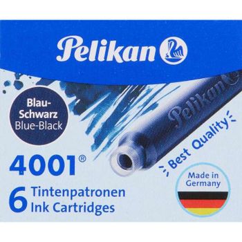 Pelikan caja de 6 cartuchos 4001 tp/6 - tinta de alta calidad - compatible con plumas estilograficas - color azul/negro