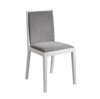 Set 2 sillas Cairo patas madera lacadas blanco tela gris